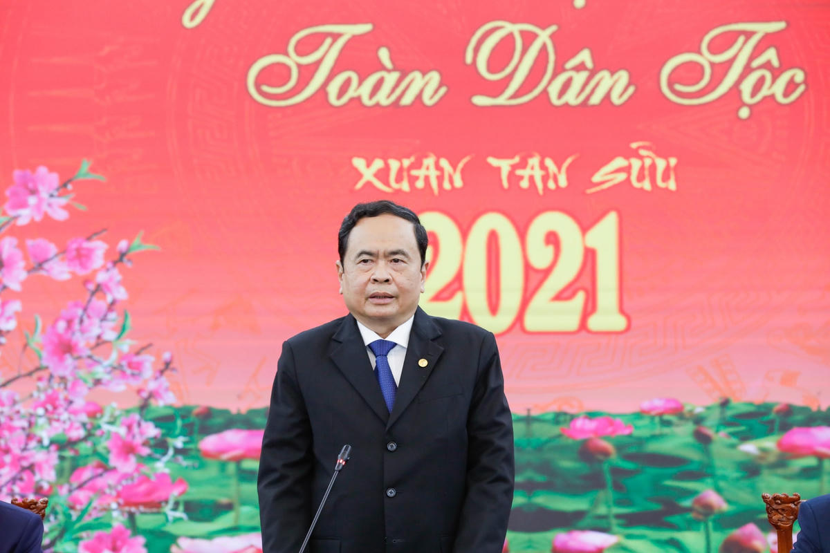 Chủ tịch UBTƯ MTTQ Việt Nam Trần Thanh Mẫn phát biểu tại Hội nghị. Ảnh: Quang Vinh.
