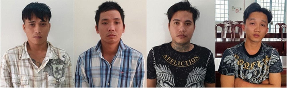 (Từ trái qua) Trần Tuấn Thanh, Chung Thanh Tuấn, Trần Văn Nam và Trần Thanh Việt. (Ảnh: TTXVN phát).