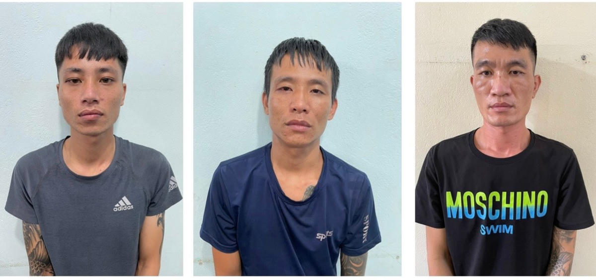 Đối tượng Trần Duy Mạnh, Phạm Văn Thắng, Ngô Đức Phi từ trái sang. Ảnh: Công an Quảng Ninh.
