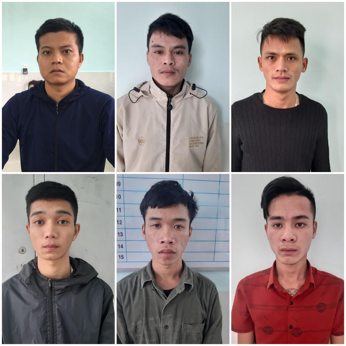 6 trong 7 đối tượng bị bắt giữ. (Ảnh CA cung cấp)