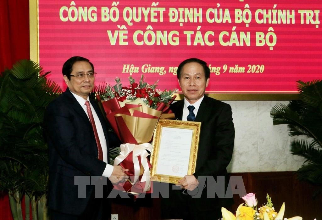 Ông Lê Tiến Châu, Phó Bí thư Tỉnh ủy, Chủ tịch UBND tỉnh Hậu Giang được chuẩn y giữ chức Bí thư Tỉnh ủy Hậu Giang, nhiệm kỳ 2015-2020. Ảnh: TTXVN.