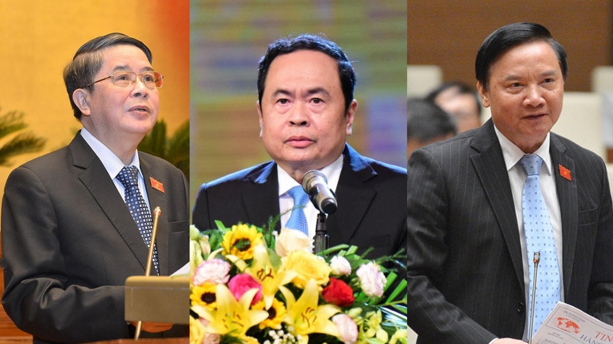 Các ông: Nguyễn Đức Hải, Trần Thanh Mẫn, Nguyễn Khắc Định (từ trái qua) được giới thiệu để bầu giữ chức Phó Chủ tịch Quốc hội khoá XIV. Nguồn: VOV.