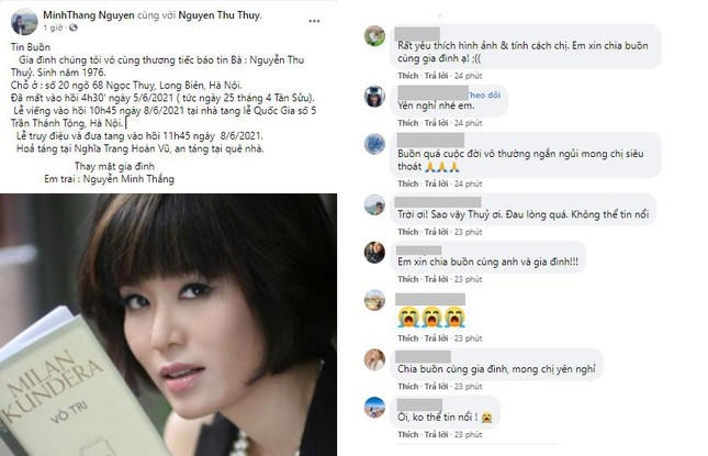 Dưới bài đăng của em trai Hoa hậu Thu Thủy, nhiều khán giả để lại bình luận xót xa, chia buồn cùng gia đình cô.