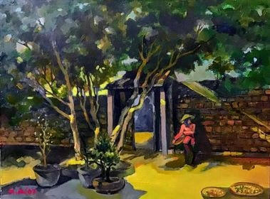 Tác phẩm Nắng sân ở Đường Lâm.
