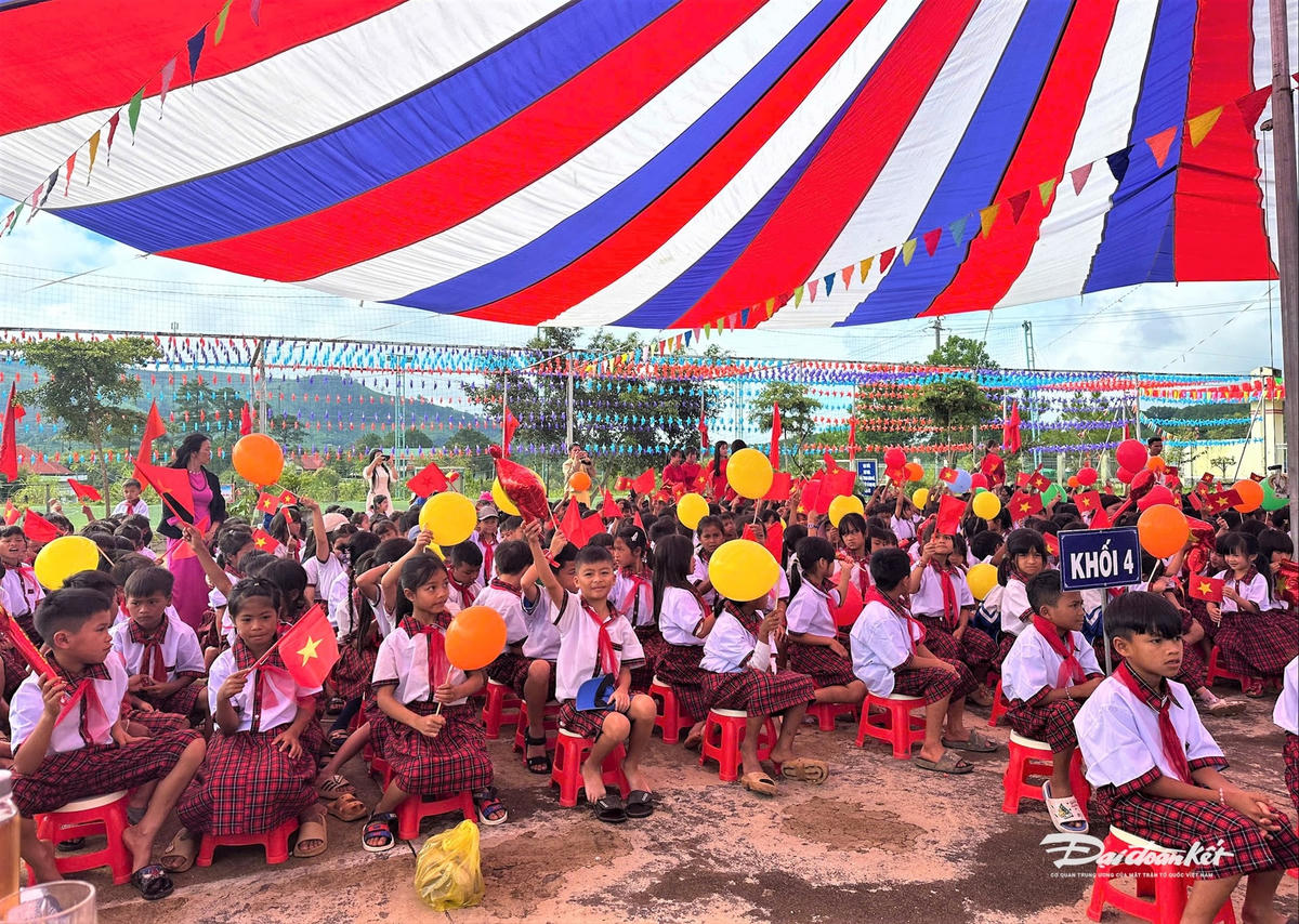 Quang cảnh lễ khai giảng năm học mới 2025-2026 ở Trường Tiểu học Kim Đồng. Ảnh: Nguyễn Tín.