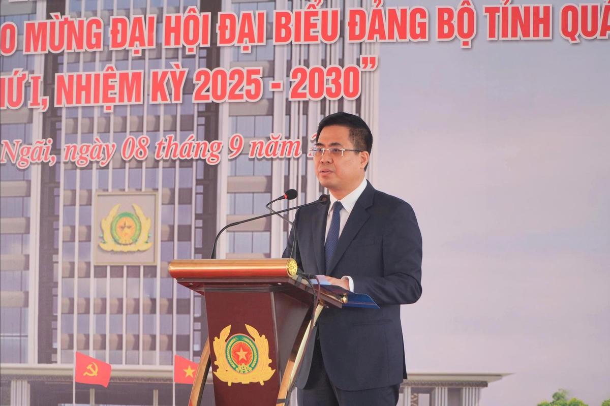 Ông Nguyễn Hoàng Giang, Chủ tịch UBND tỉnh Quảng Ngãi phát biểu tại lễ khánh thành. Ảnh: CV.