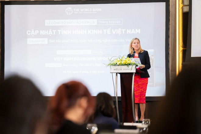 bà Mariam Sherman - Giám đốc Quốc gia WB tại Việt Nam phát biểu tại sự kiện. (Ảnh: Vietnam+) z8h-7957.jpg