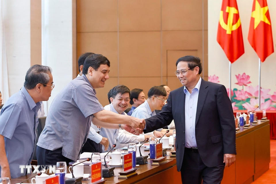 Thủ tướng Chính phủ Phạm Minh Chính và các đại biểu dự hội nghị. (Ảnh: Doãn Tấn/TTXVN)