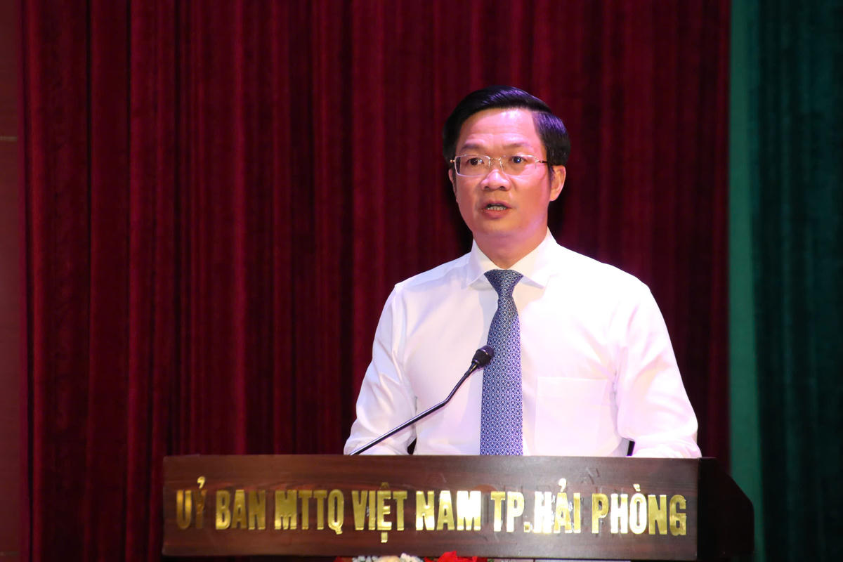 Chủ tịch Ủy ban MTTQ Việt Nam TP Hải Phòng Phạm Văn Lập đã phát động phong trào thi đua yêu nước giai đoạn 2025 – 2030. Ảnh: PT.