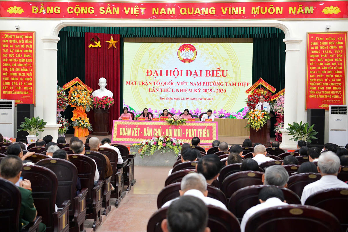 Toàn cảnh Đại hội đại biểu MTTQ phường Tam Điệp lần thứ I, nhiệm kỳ 2025-2030. Ảnh: Trường Giang