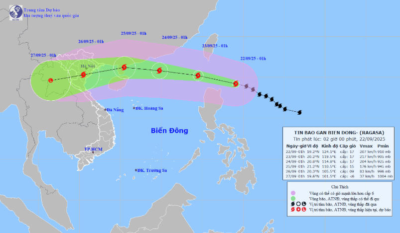 Nguồn: Trung tâm dự báo khí tượng Thủy văn Quốc gia.