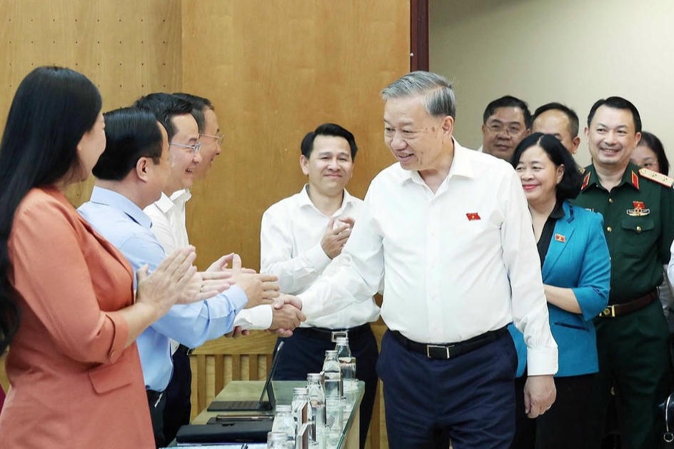 Tổng Bí thư Tô Lâm và các đại biểu. (Ảnh: Thống Nhất/TTXVN).