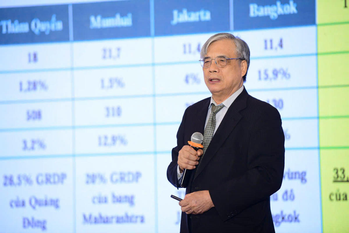   PGS.TS. Trần Đình Thiên - Thành viên Hội đồng tư vấn chính sách của Thủ tướng chính phủ; Thành viên hội đồng tư vấn chính sách tài chính - tiền tệ Quốc gia hiến kế để thành phố phát triển. Ảnh: Q.Đ,