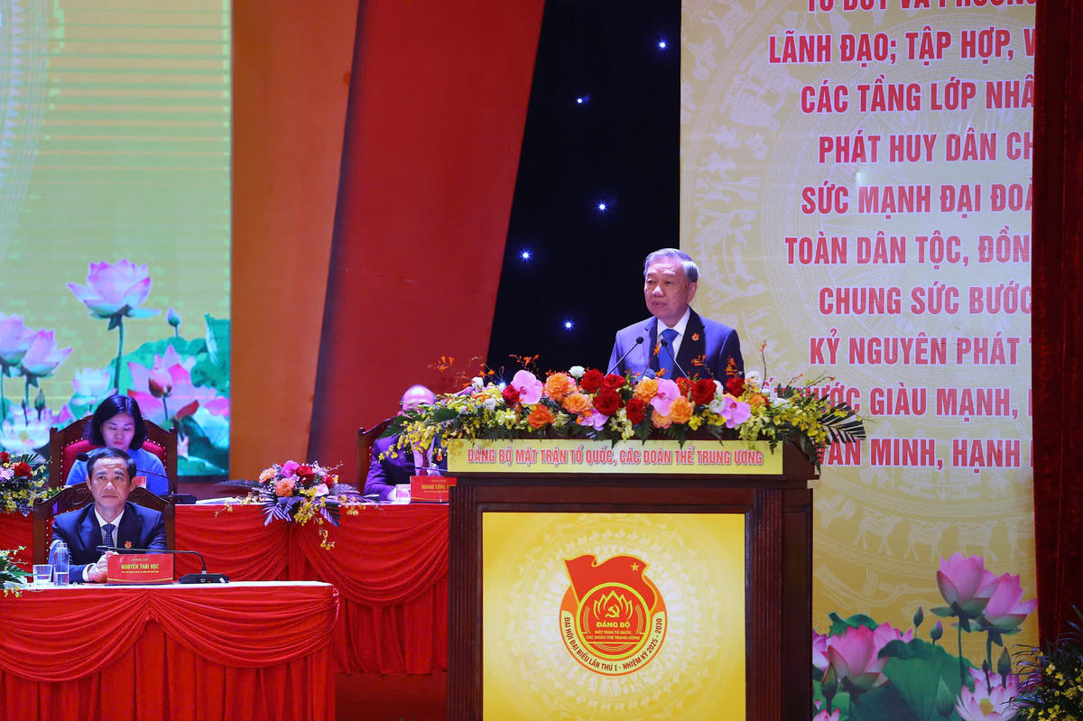 Tổng Bí thư Tô Lâm phát biểu chỉ đạo Đại hội. Ảnh: Lê Khánh.