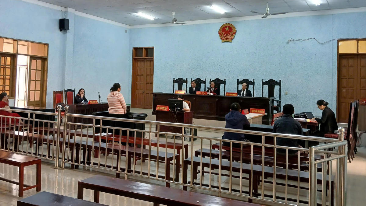   Quang cảnh xét xử bị cáo Nguyễn Thị Quý Trang tại TAND tỉnh Gia Lai. Ảnh: CV.  