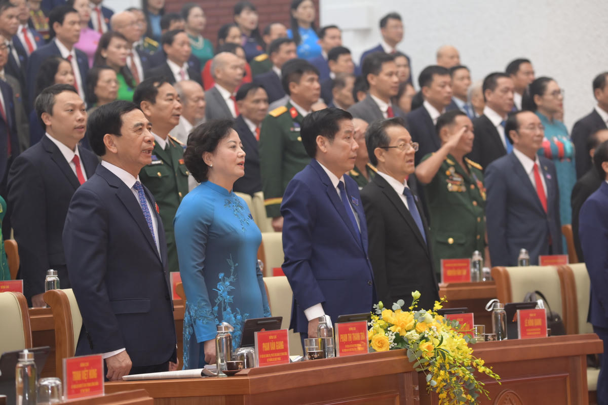 Đại tướng Phan Văn Giang - Uỷ viên Bộ Chính trị, Bộ trưởng Bộ Quốc phòng dự và chỉ đạo Đại hôi. Ảnh: Toán Nguyễn.