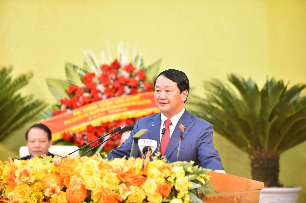 Bí thư Tỉnh ủy Tuyên Quang Hầu A Lềnh phát biểu khai mạc Đại hội. Ảnh: TTBC.