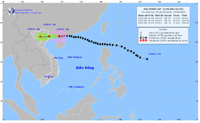 Nguồn: Trung tâm dự báo khí tượng thủy văn Quốc gia.
