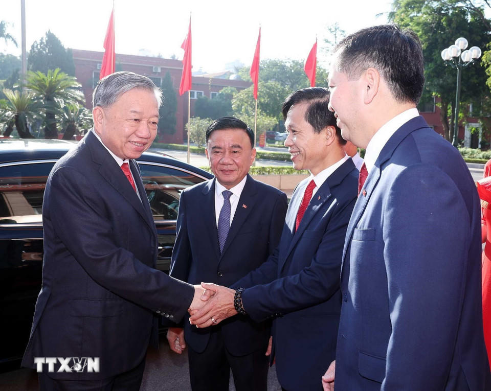 Tổng Bí thư Tô Lâm đến dự Đại hội đại biểu Đảng bộ các cơ quan Đảng Trung ương lần thứ nhất. (Ảnh: Thống Nhất/TTXVN)