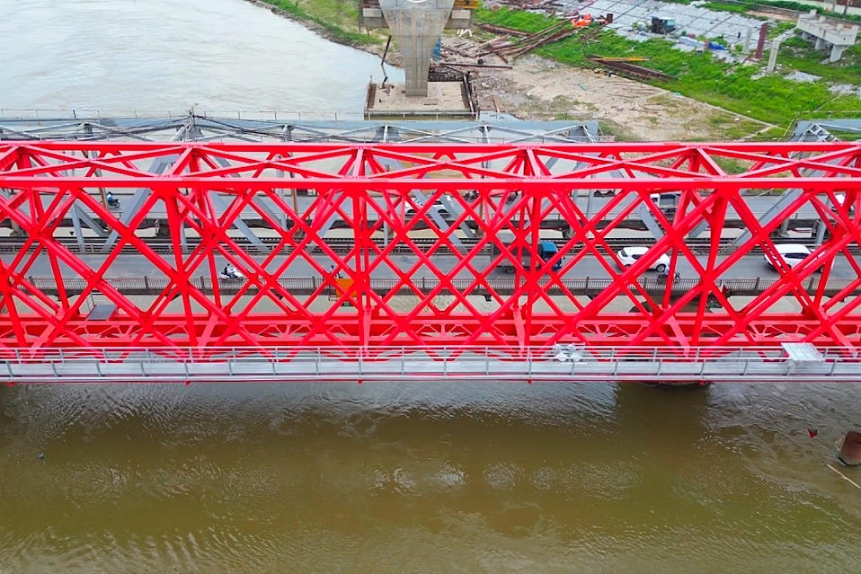 Toàn cảnh cầu Đuống mới gần 1.850 tỷ đồng ở cửa ngõ Thủ đô dần thành hình