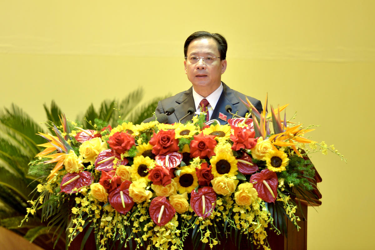    Bí thư Tỉnh ủy Lạng Sơn Hoàng Văn Nghiệm phát biểu khai mạc Đại hội. Ảnh: Ngọc Anh   