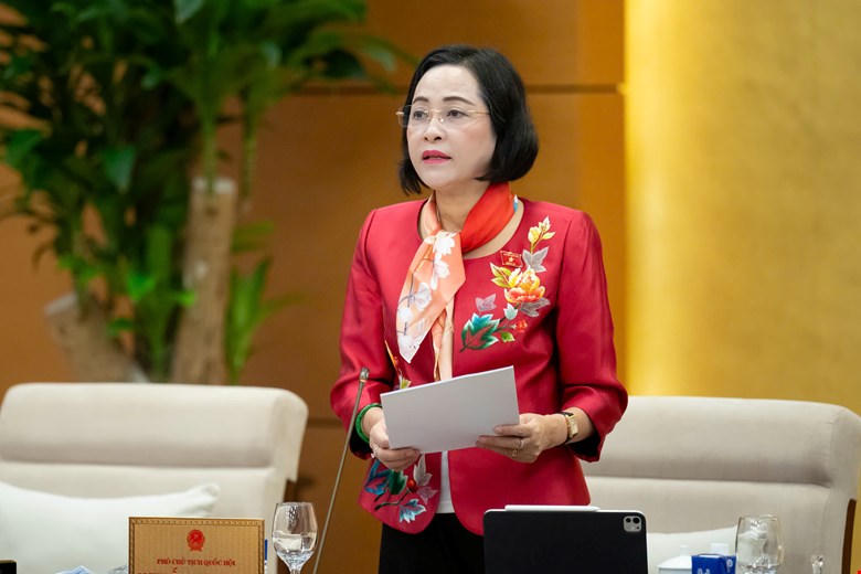 Phó Chủ tịch Quốc hội Nguyễn Thị Thanh phát biểu tại phiên họp (Ảnh: Phạm Thắng)