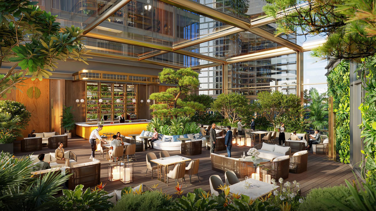 Garden Café với thiết kế giúp con người gần gũi hơn với thiên nhiên. Ảnh: Sun Property.