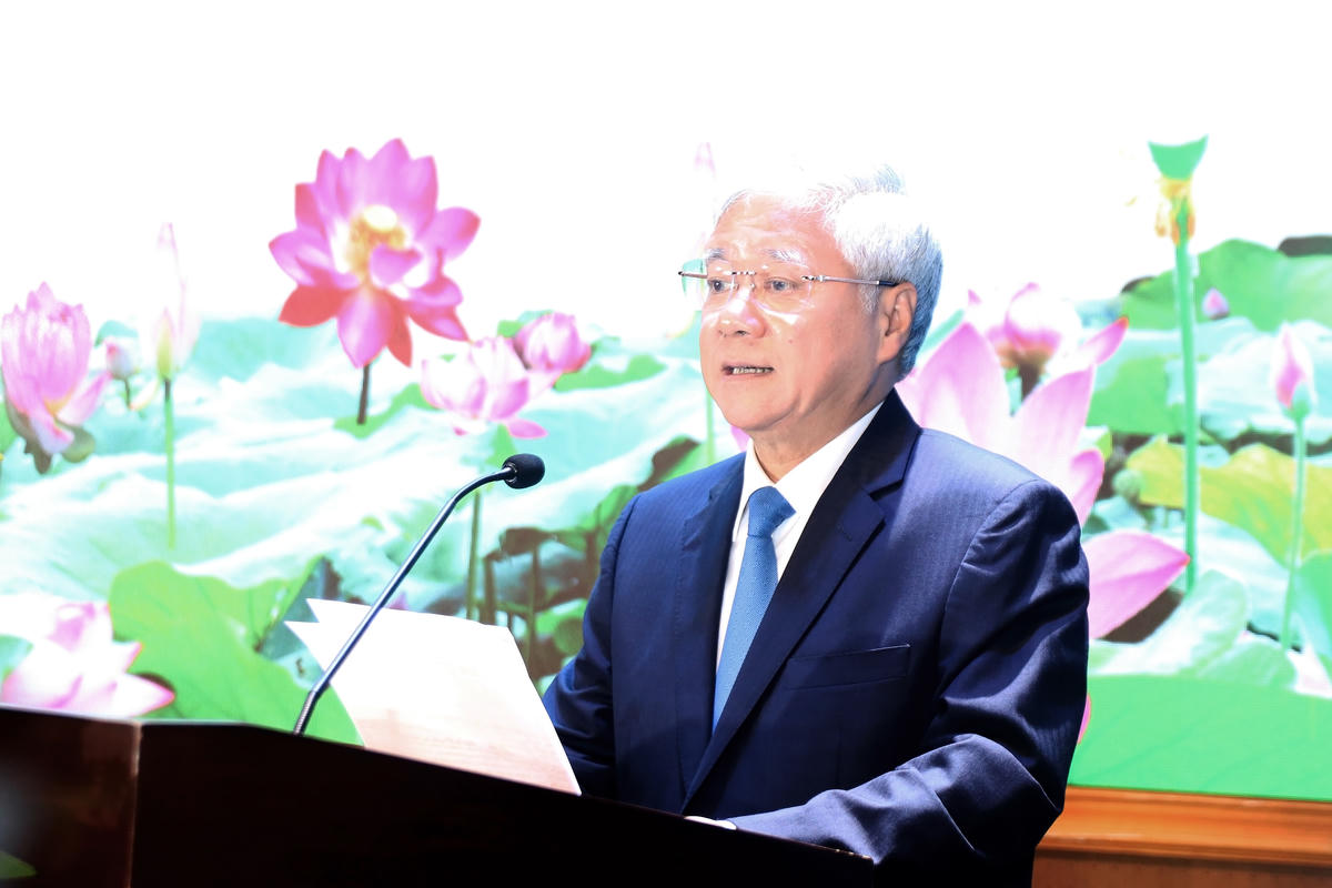 Chủ tịch Đỗ Văn Chiến phát biểu tại buổi lễ. Ảnh: Tiến Đạt.