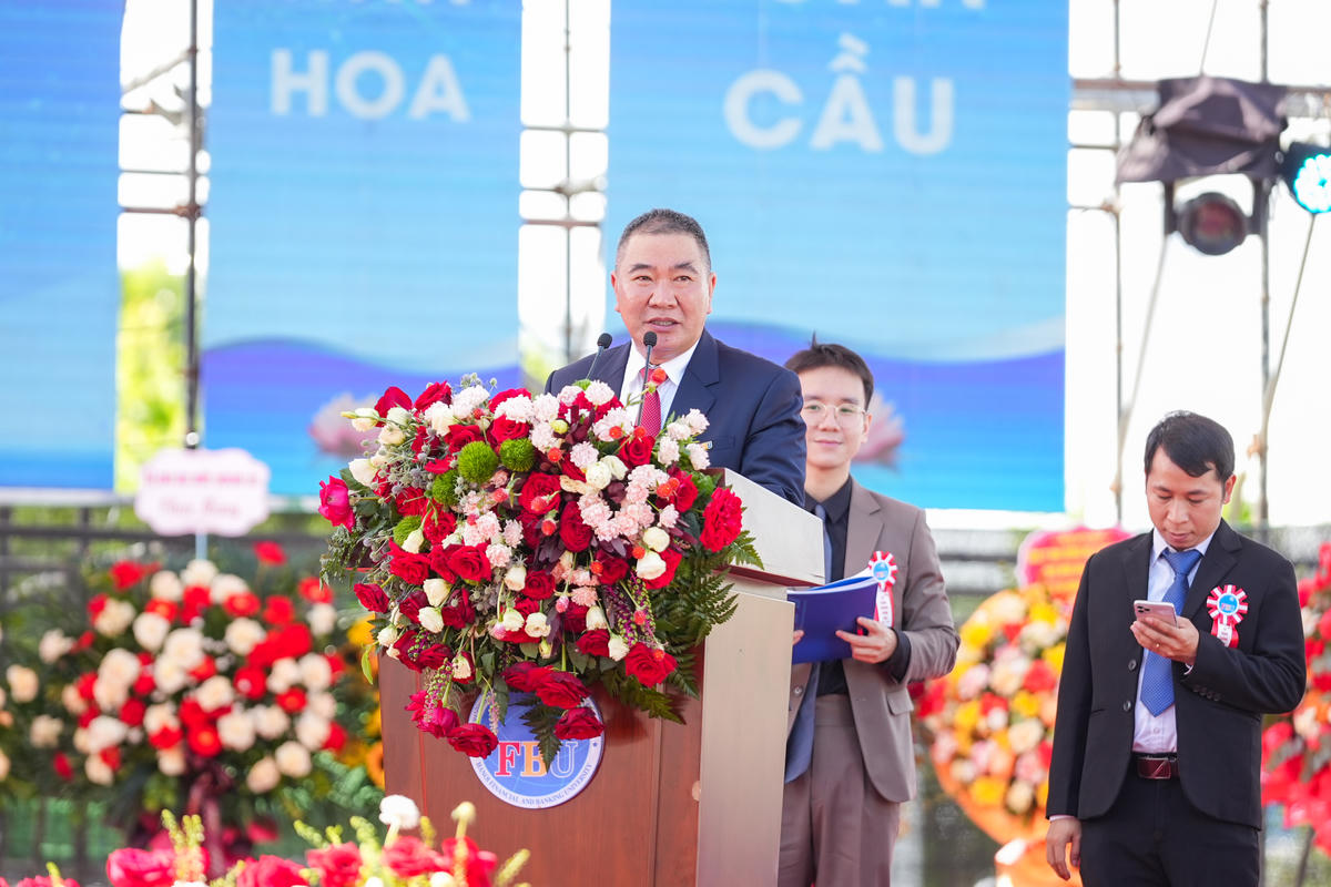 PGS.TS Bùi Xuân Biên, Chủ tịch Hội đồng Trường FBU phát biểu. 