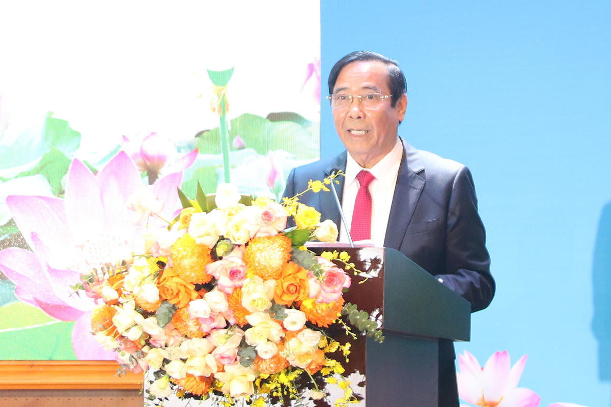 Ông Nguyễn Thanh Bình, Chủ tịch Hội Người cao tuổi Việt Nam phát biểu tại buổi lễ. Ảnh: Tiến Đạt.