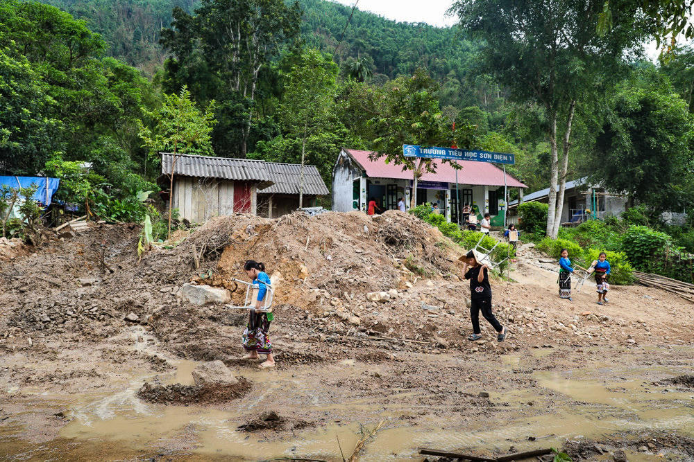 Điểm trường bản Xa Mang (Trường tiểu học Sơn Điện 1) bị ảnh hưởng nặng nề bởi lũ quét cuối tháng 8/2025. Ảnh: Nguyễn Nam