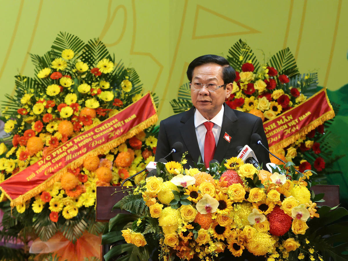 Bí thư Thành uỷ Cần Thơ Đỗ Thanh Bình phát biểu tại Đại hội. Ảnh Trung Kiên. 