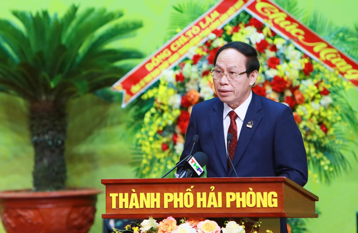 Bí thư Thành ủy Hải Phòng Lê Tiến Châu phát biểu khai mạc Đại hội. Ảnh: ĐT.
