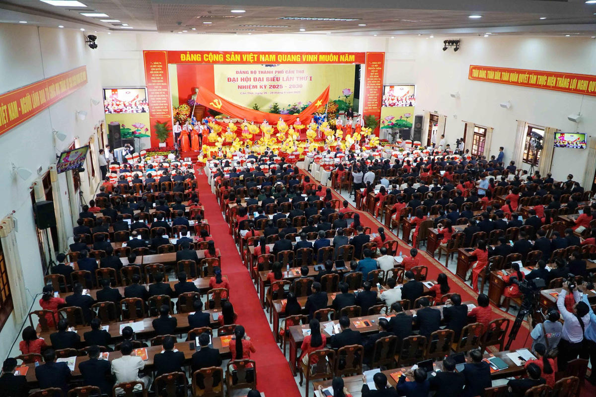 Quang cảnh Đại hội Đại biểu Đảng bộ TP Cần Thơ lần thứ I, nhiệm kỳ 2025-2030. Ảnh Trung Kiên. 