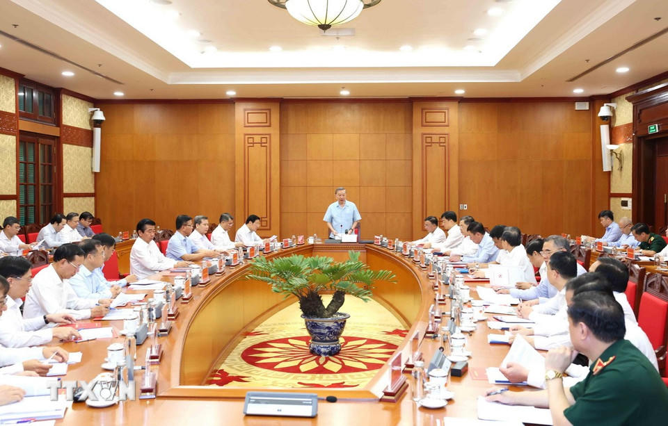 Tổng Bí thư Tô Lâm chủ trì cuộc họp Thường trực Ban Chỉ đạo Trung ương về phòng, chống tham nhũng, lãng phí, tiêu cực. (Ảnh: Phương Hoa/TTXVN)