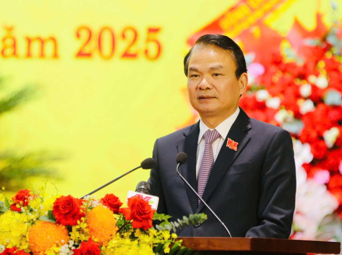 Bí thư Tỉnh ủy Ninh Bình Đặng Xuân Phong phát biểu đáp từ tại đại hội. Ảnh: Phan Hiếu