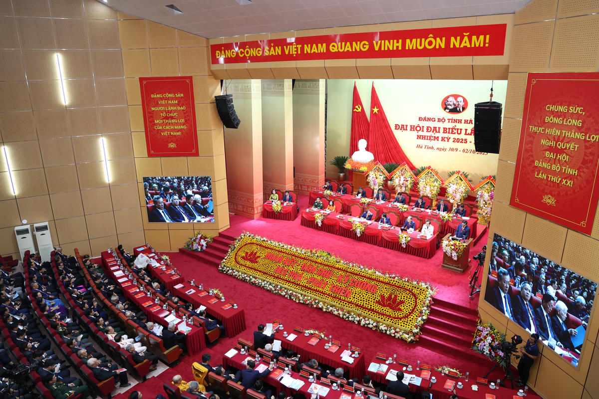 Toàn cảnh Đại hội đại biểu Đảng bộ tỉnh Hà Tĩnh lần thứ XX. Ảnh: HN.