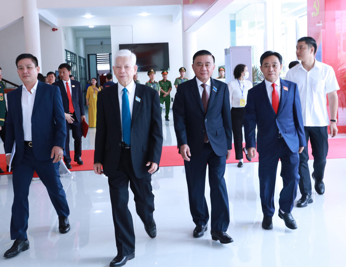 Ông Trần Cẩm Tú, Ủy viên Bộ Chính trị, Thường trực Ban Bí thư Trung ương Đảng dự và chỉ đạo Đại hội Đại biểu Đảng bộ tỉnh Hà Tĩnh lần thứ XX. Ảnh: HN.