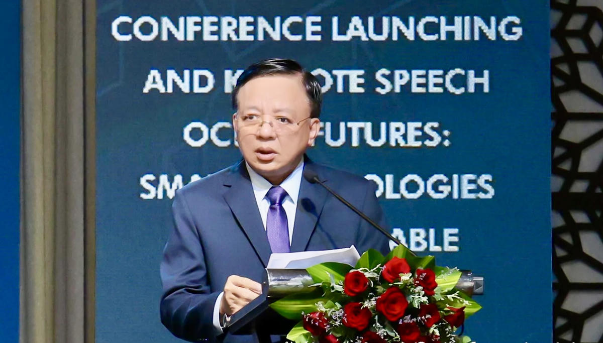 Ông Lê Huyền, Phó Chủ tịch UBND tỉnh Khánh Hòa đang phát biểu tại hội nghị (ảnh Thùy Trang).