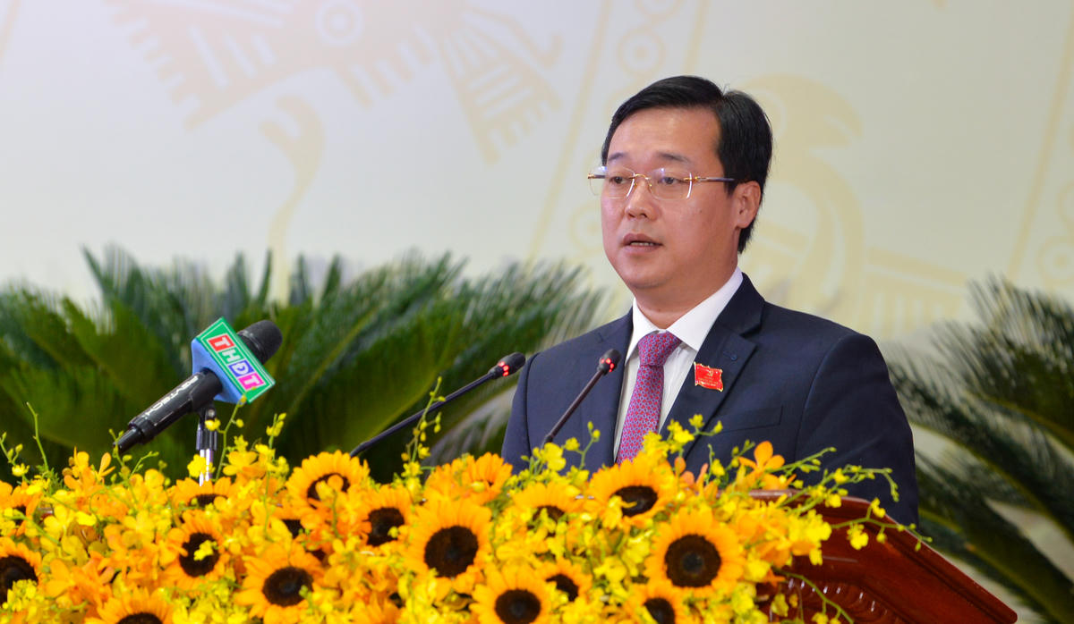 Bí thư Tỉnh ủy Đồng Tháp Lê Quốc Phong phát biểu khai mạc Đại hội. (ảnh: BTC)