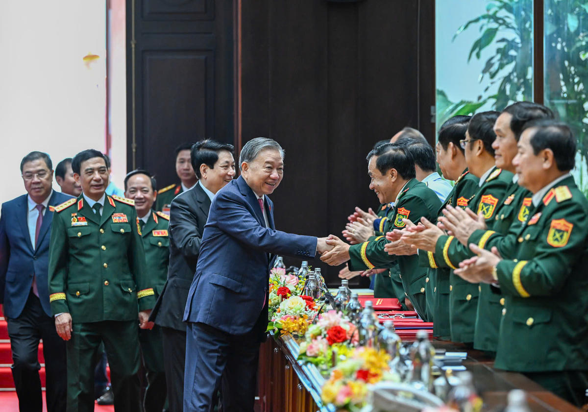 Tổng Bí thư Tô Lâm, Chủ tịch nước Lương Cường dự Đại hội. Ảnh: Duy Linh.