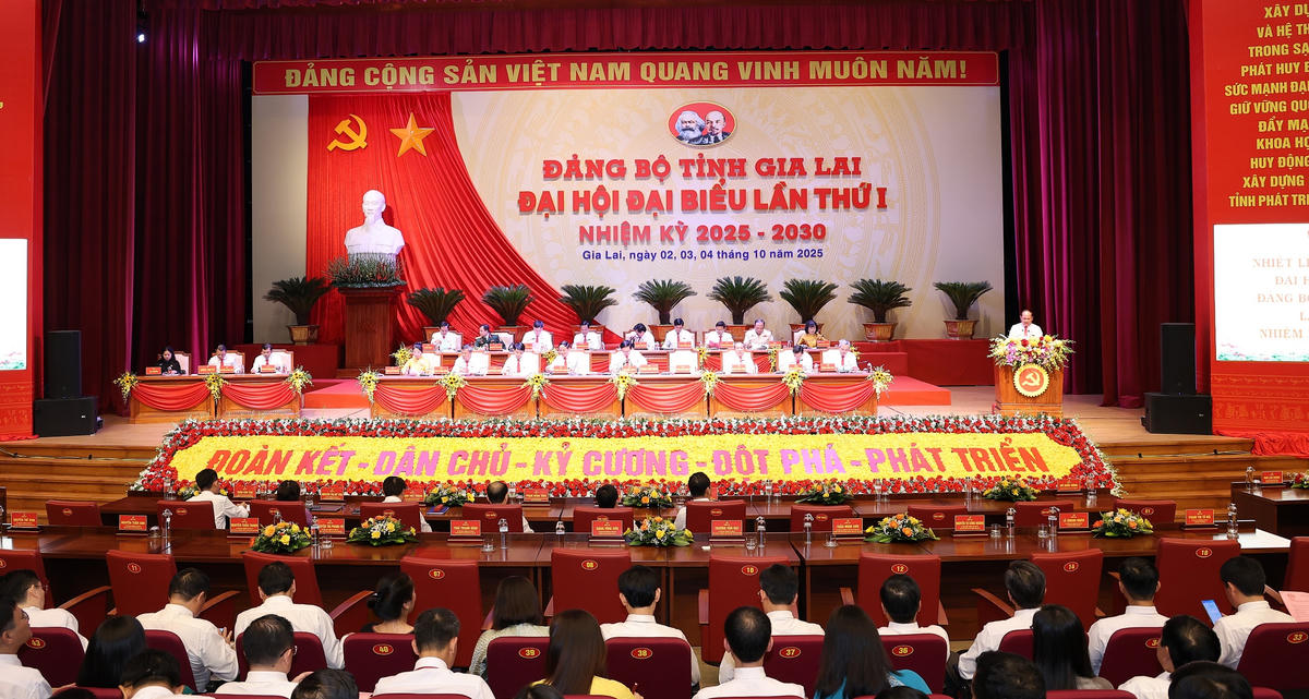 Quang cảnh phiên trù bị Đại hội đại biểu Đảng bộ
tỉnh Gia Lai lần thứ I, nhiệm kỳ 2025-2030. Ảnh: Chí Đại.