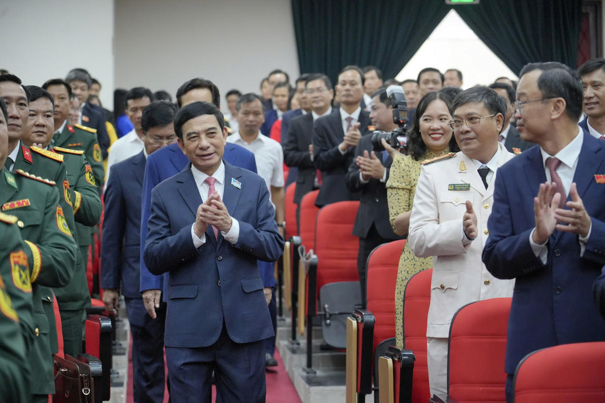 Đại tướng Phan Văn Giang - Uỷ viên Bộ Chính trị, Phó Bí thư Quân uỷ Trung ương, Bộ trưởng Bộ Quốc phòng dự Đại hội đại biểu Đảng bộ tỉnh An Giang. (ảnh: BTC)