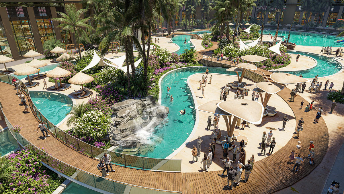 Sau khi hoàn thiện cả 12 tòa tháp, dự án sẽ có lõi cảnh quan xanh chuẩn resort.