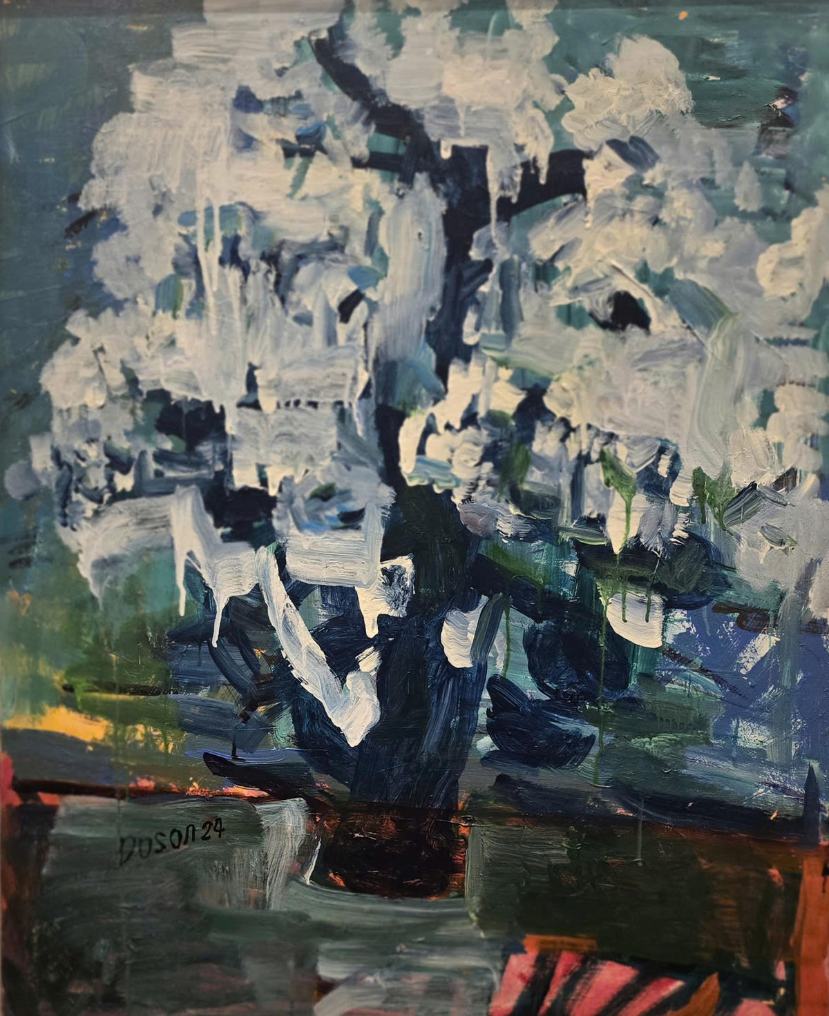 Tác phẩm " Nhành mai muộn". Ảnh: Văn Thanh