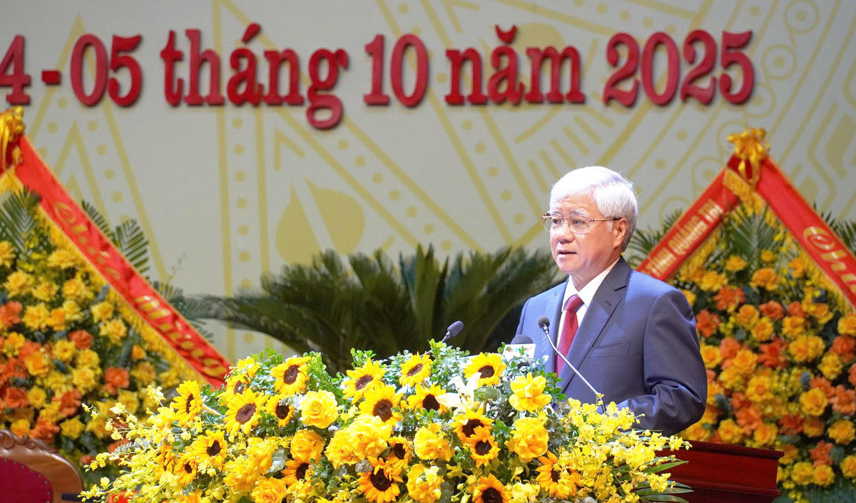 Chủ tịch Đỗ Văn Chiến phát biểu tại Đại hội. Ảnh: LT.