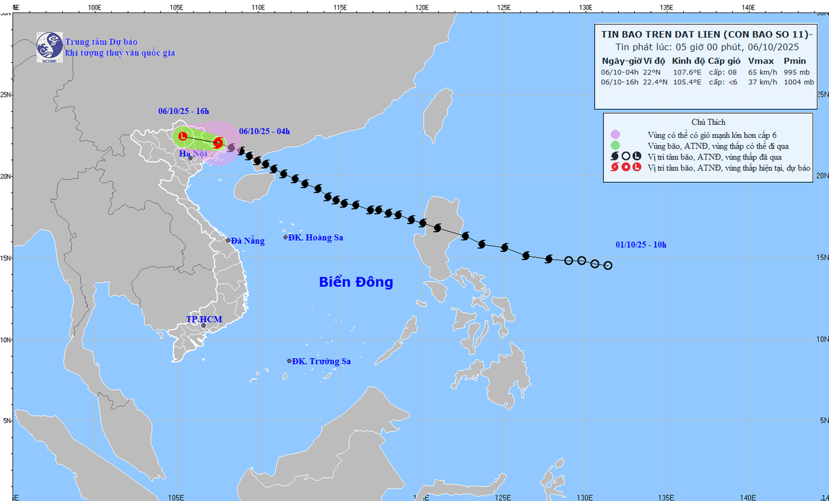 Nguồn: Trung tâm Dự báo khí tượng Thủy văn Quốc gia.