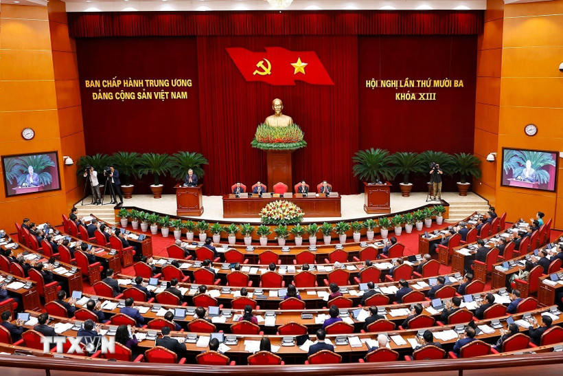 Phiên khai mạc Hội nghị lần thứ mười ba, Ban Chấp hành Trung ương Đảng khóa XIII. (Ảnh: Doãn Tấn/TTXVN).