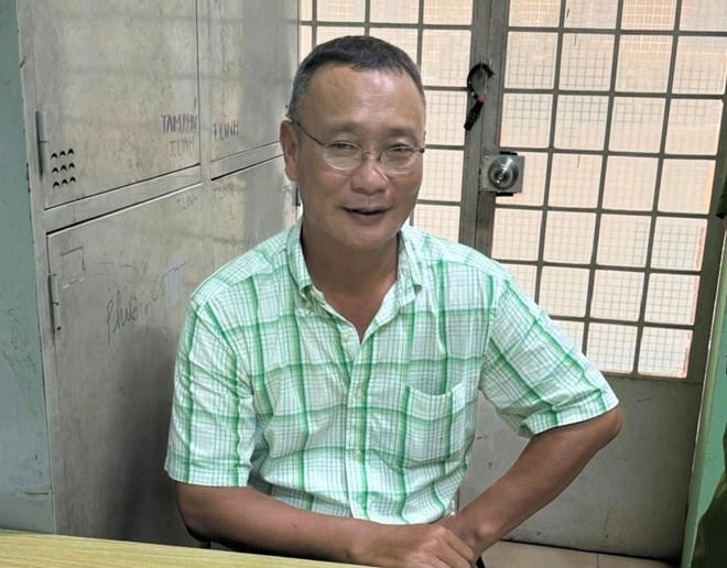 Đối tượng Phạm Xuân Phong tại cơ quan công an. Ảnh: Công an TP Hải Phòng. 