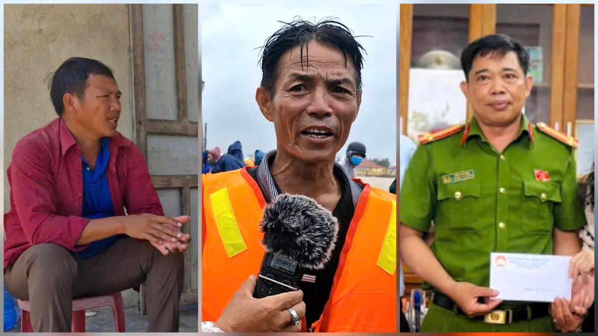 Lần lượt từ trái qua phải: ông Nguyễn Ngọc Thuận, ông Võ Văn Dũng và Trung tá Trần Văn Hiệu. Ảnh: Đ.V.